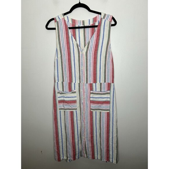 Old Navy Gauzy Shift Dress Full Button Sleeveless Linen Beachy Coastal Sz Large - Picture 1 of 10